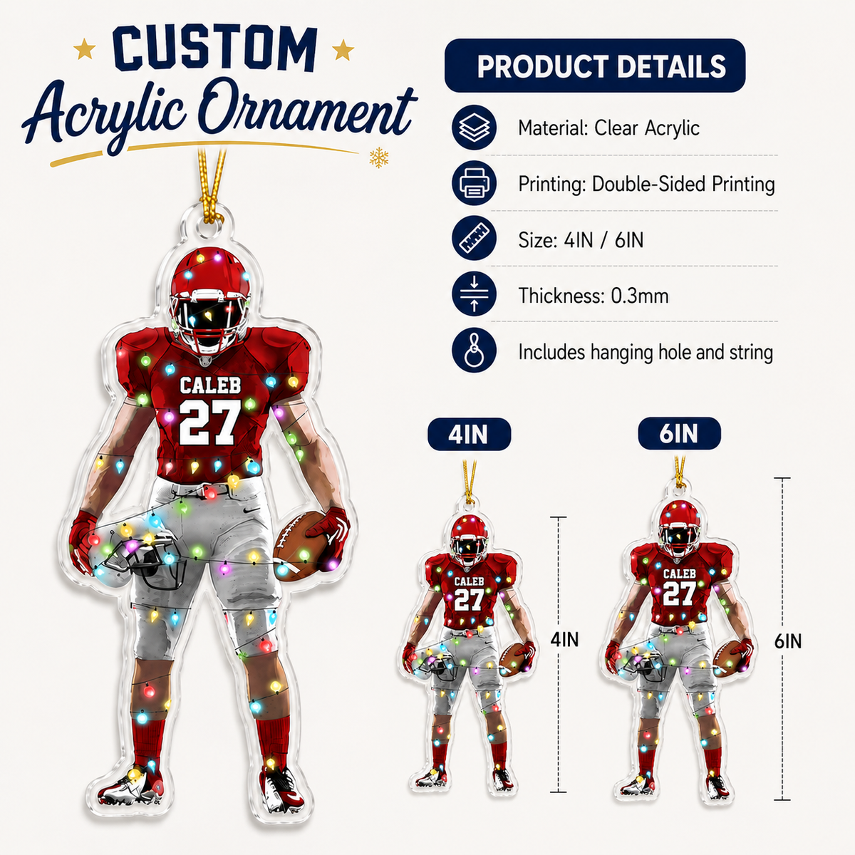 American Football Custome Name Acrylic Style 14
