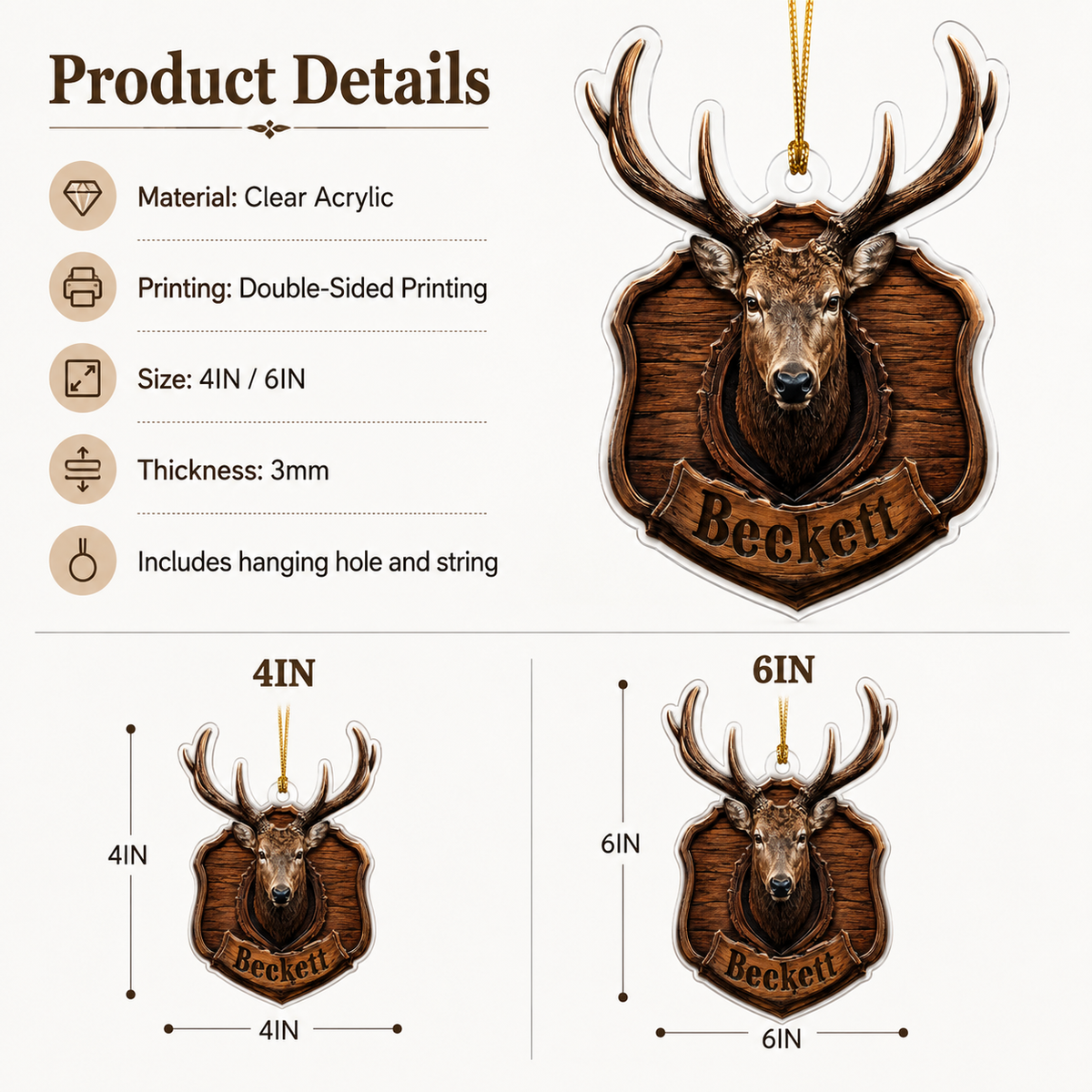 Personalized Hunting Trophy Buck Acrylic