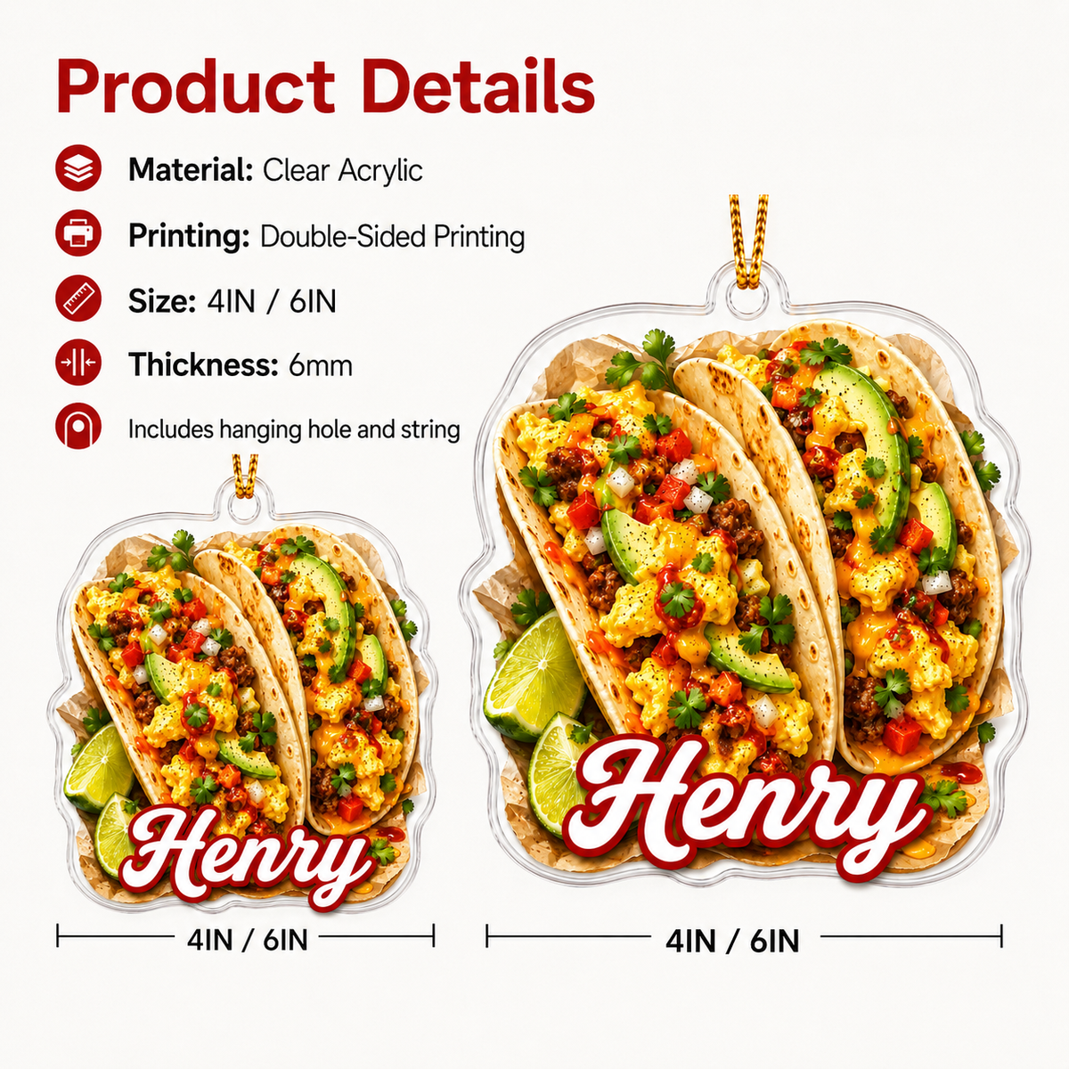 Breakfast Custom Name Breakfast Tacos Acrylic
