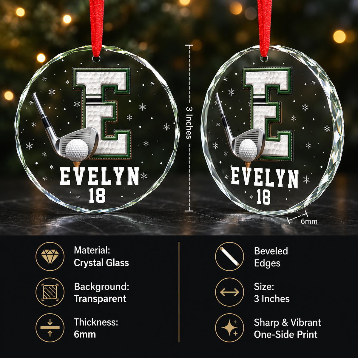 Sport Glass Alphabet Name Golf