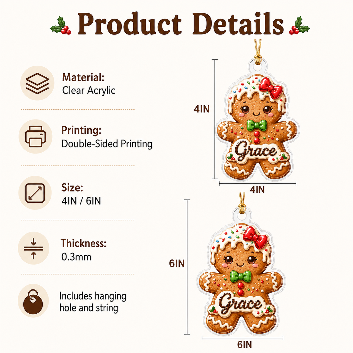 Custom Dessert Gingerbread Cookie Acrylic