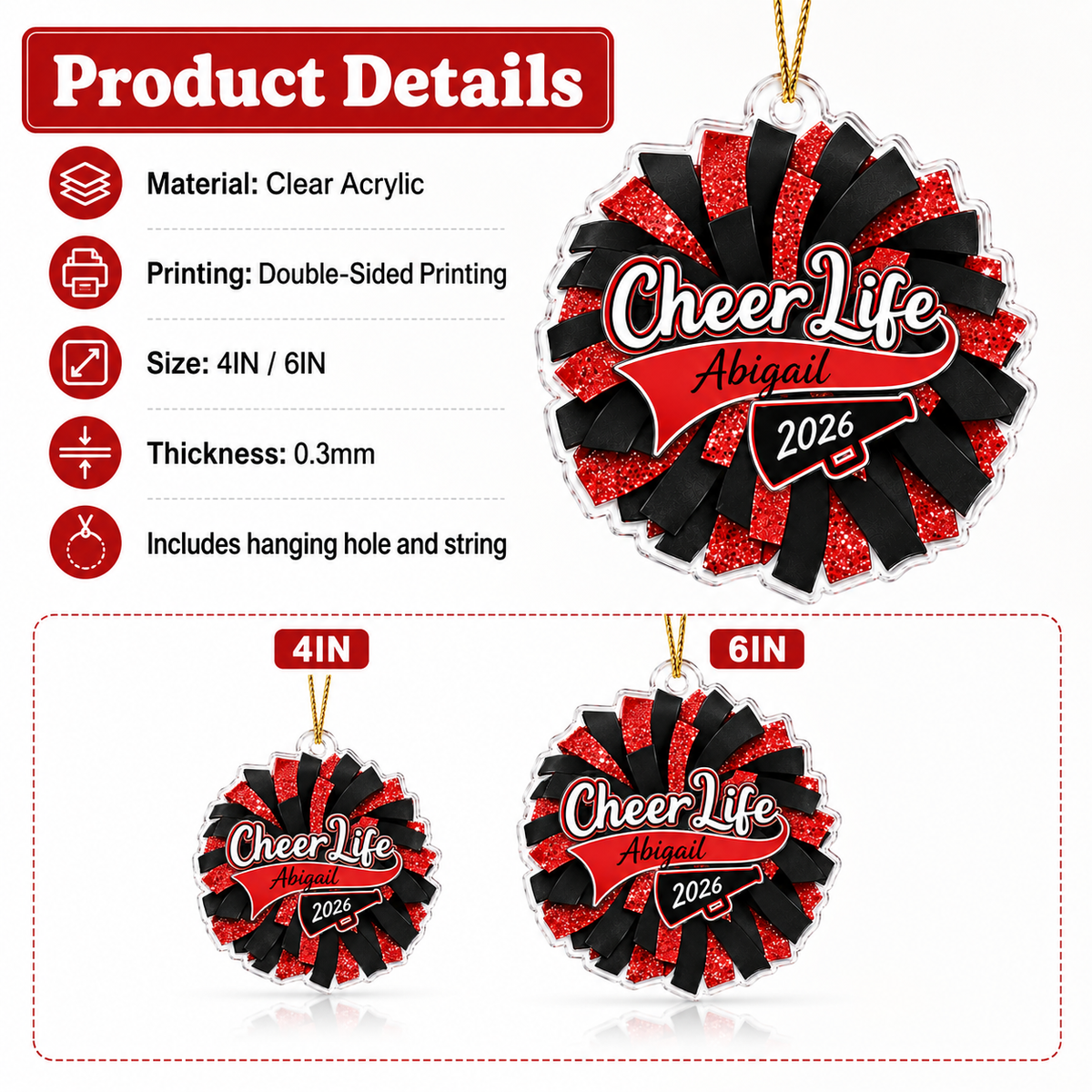 Cheerleading Color Acrylic Style 3