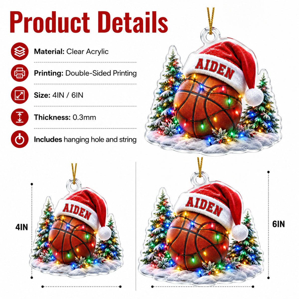 Custom Sports Christmas Acrylic - Baseball