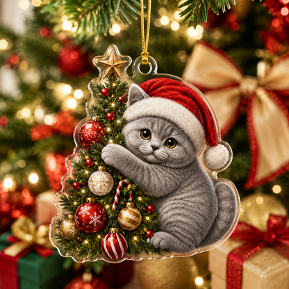 Cat With Christmas Tree British Shorthair