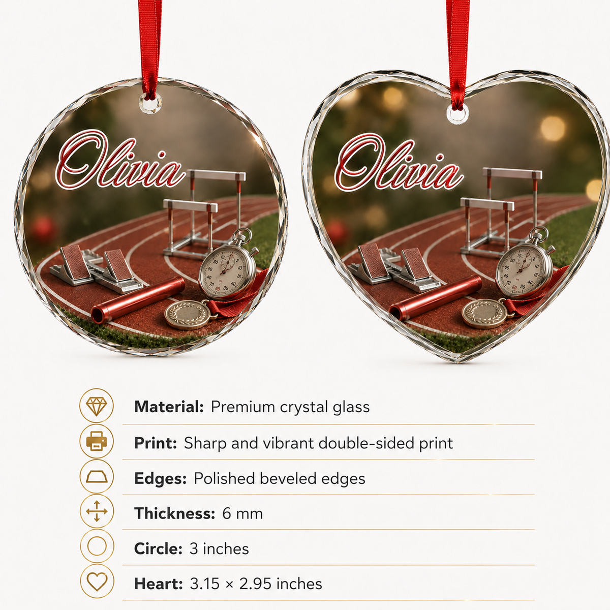 Sports Glass Ornament Track and Field