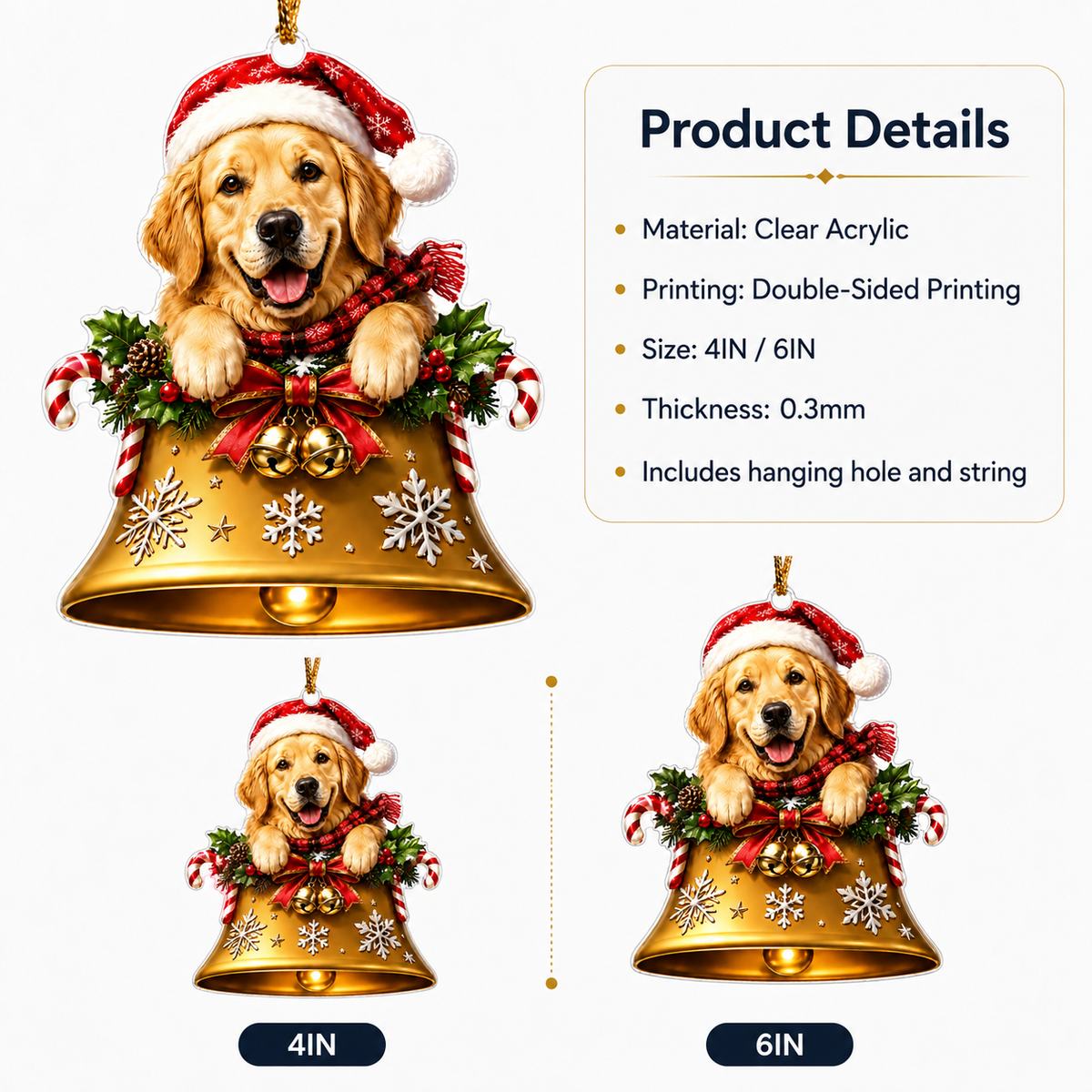 Dog Christmas Bell Golden Retriever