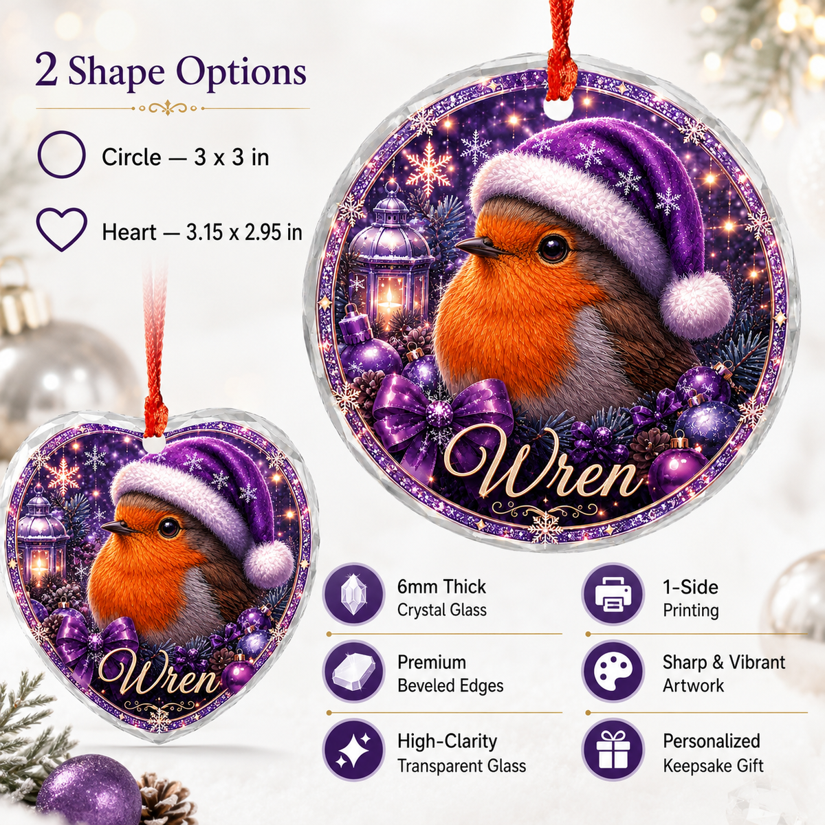 Purple Bird At Christmas Robin