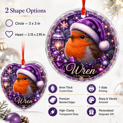 Purple Bird At Christmas Robin