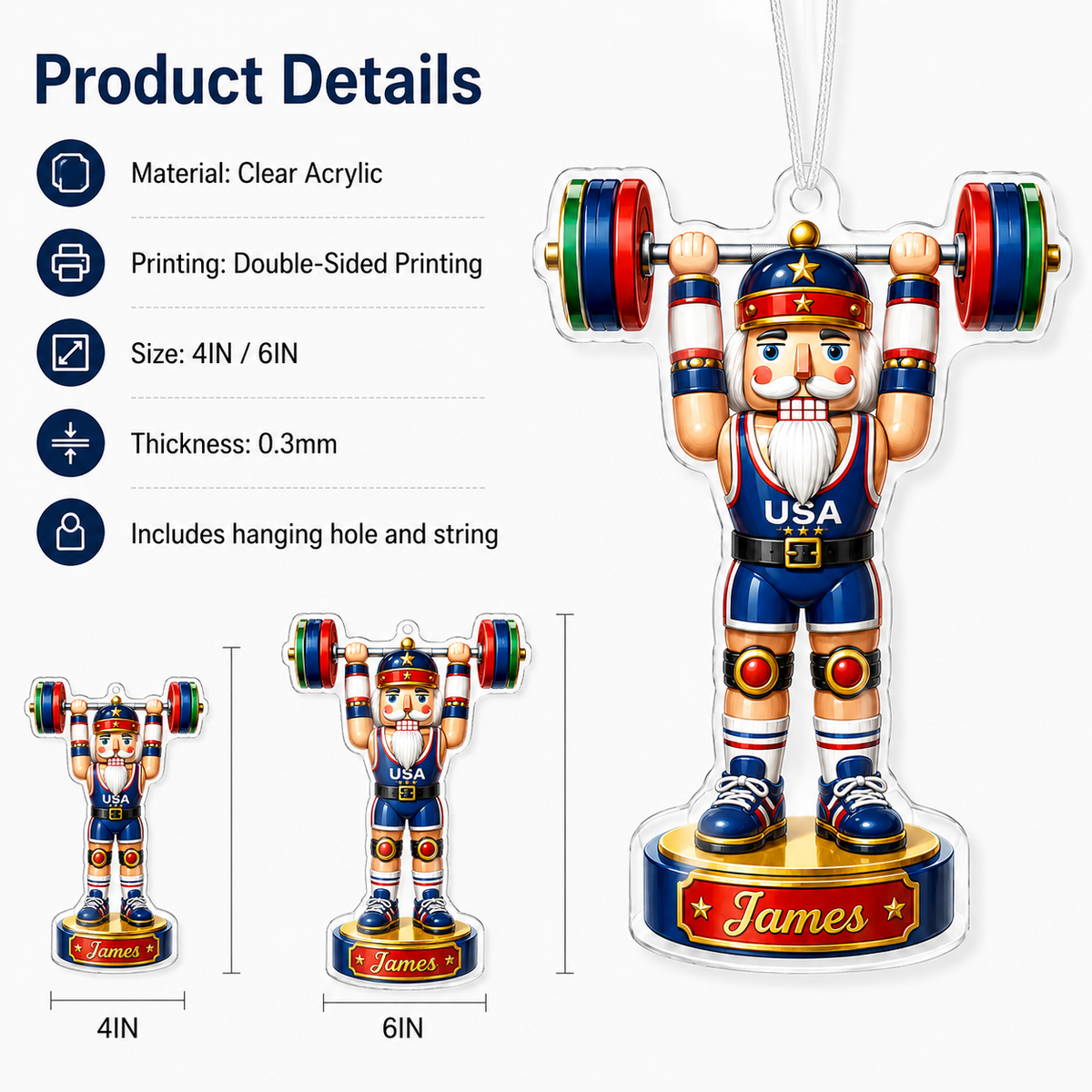 Sports Nutcracker Weightlifting Acrylic
