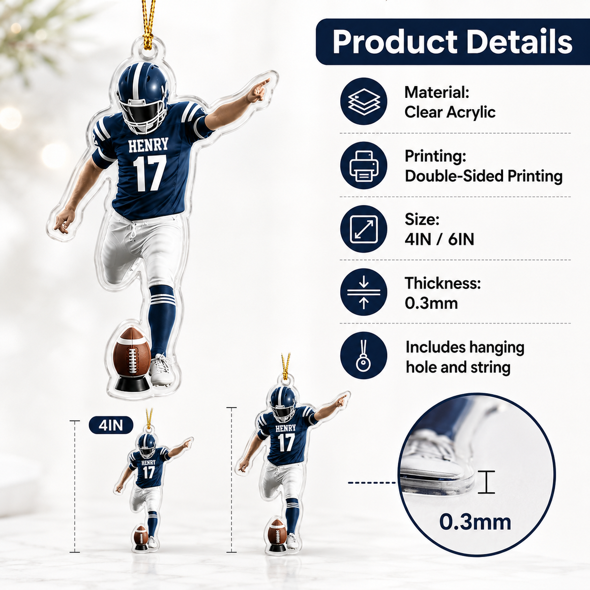 American Football Custome Name Acrylic Style 10