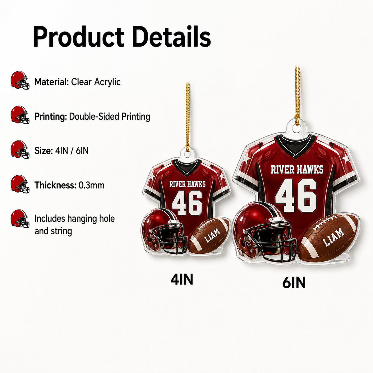 American Football Custome Name Acrylic Style 8