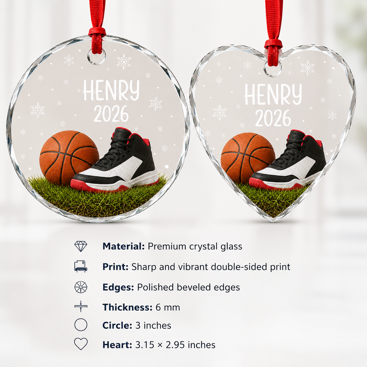 Sport Glass Ornament Basketball Court