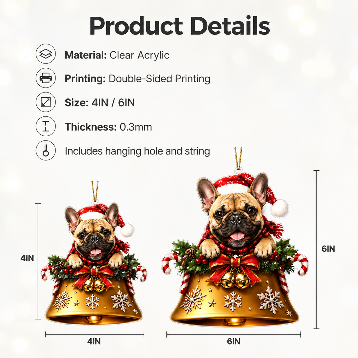 Dog Christmas Bell French Bulldog