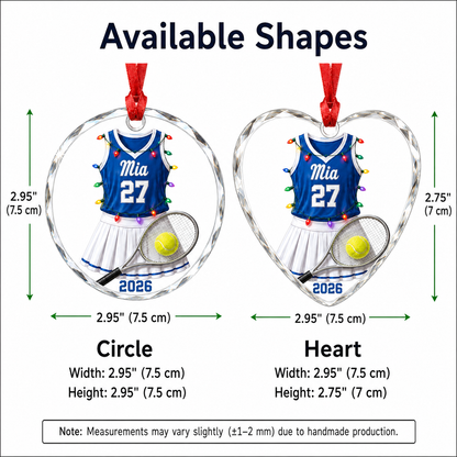 Custom Photo Sport Glass Ornament Tennis Blue Jersey