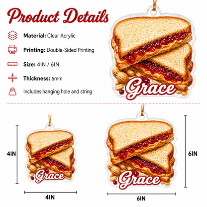Breakfast Custom Name Peanut Butter and Jelly Sandwich Acrylic