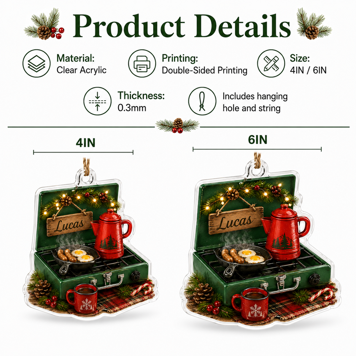 Camping Personalize Acrylic Christmas Breakfast