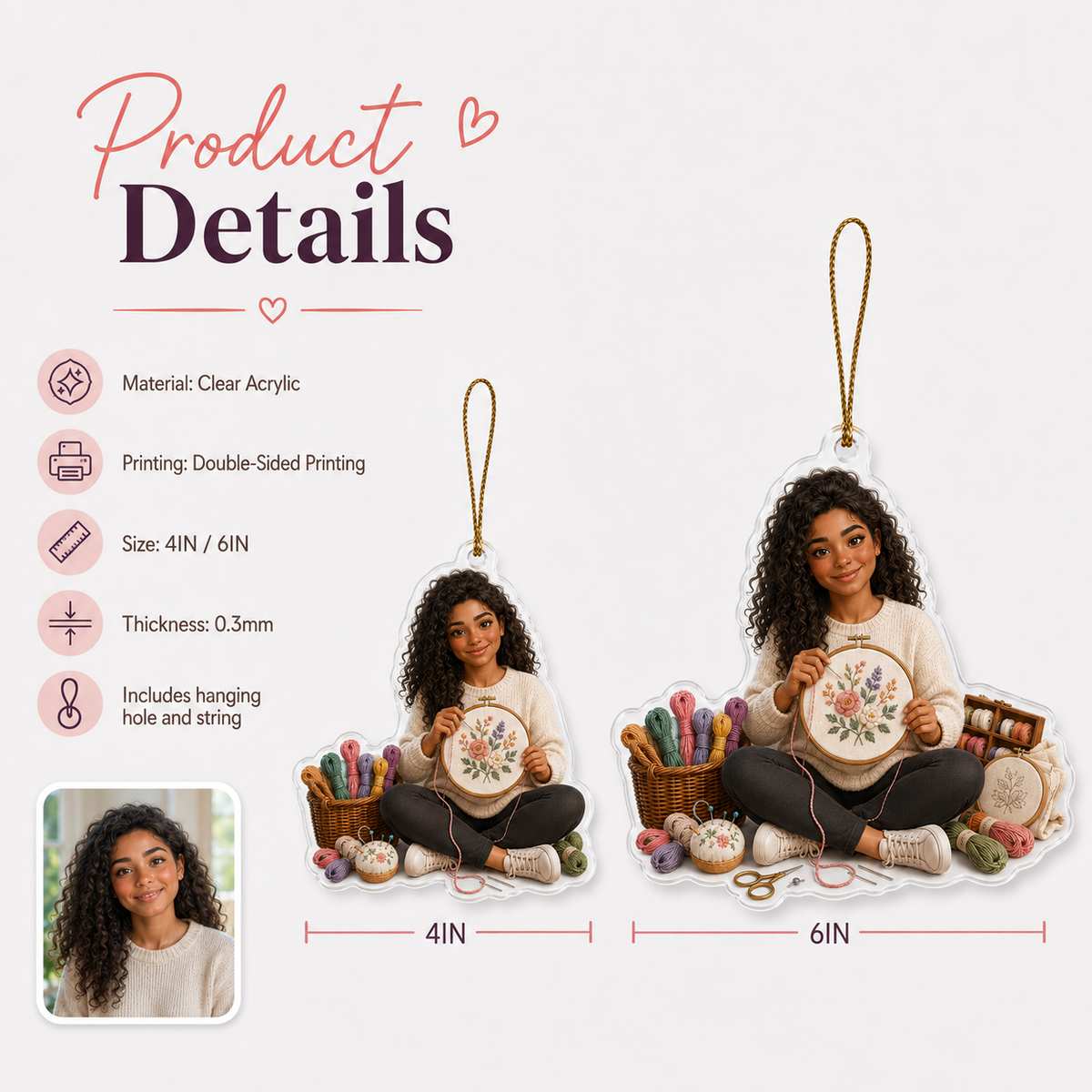 Custom Photo Hobbies Acrylic - Embroidery