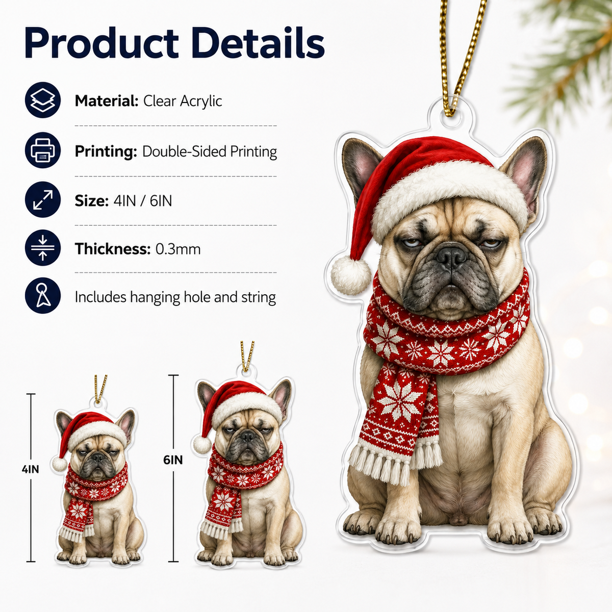 Dog Funny Christmas French Bulldog