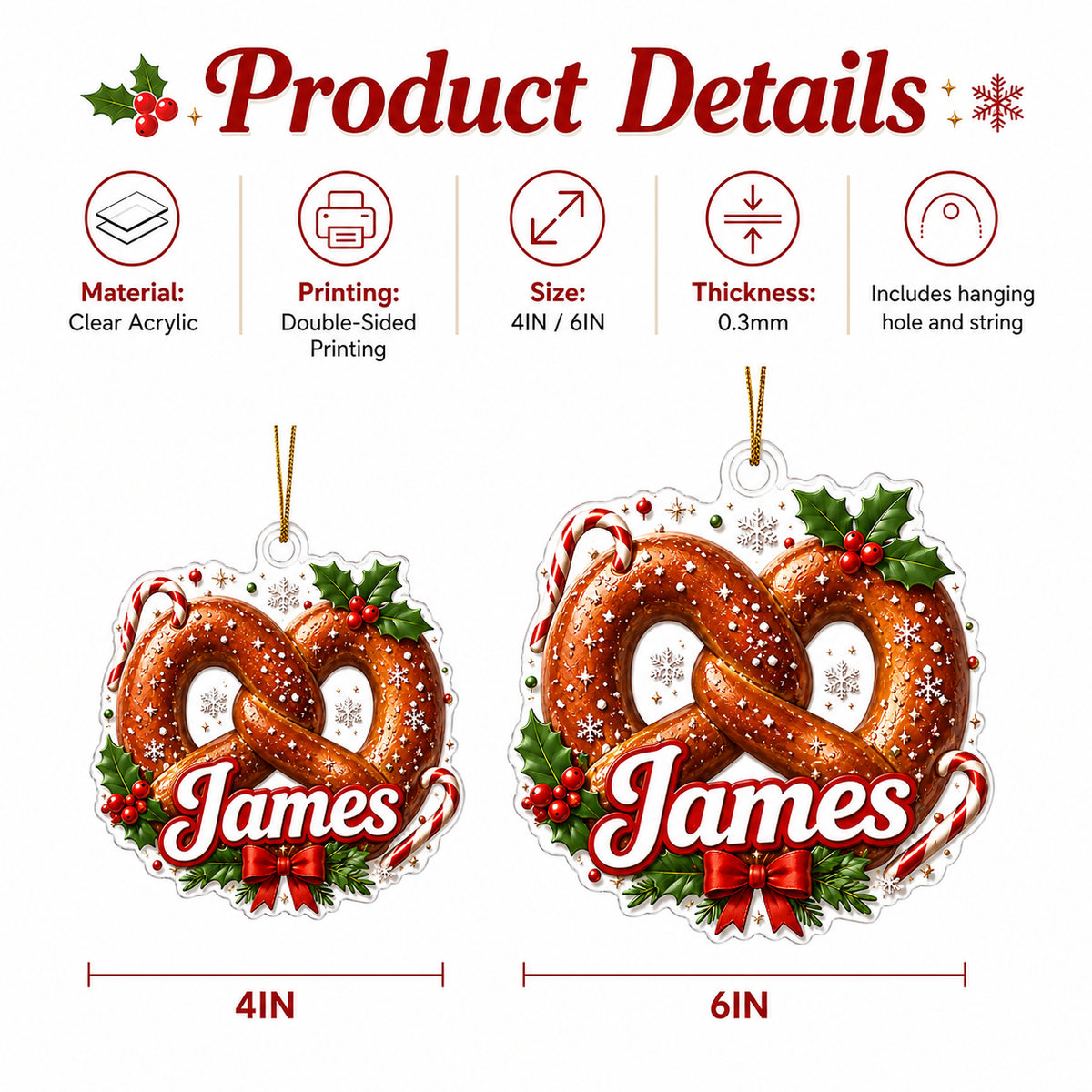 Custom Name Food Acrylic - Pretzel