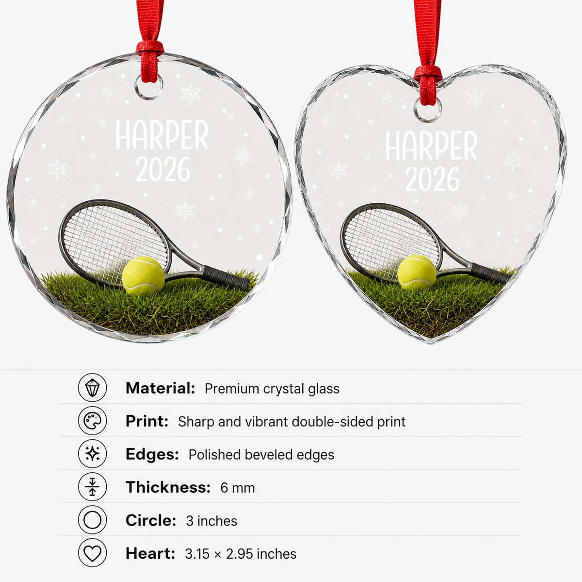 Sport Glass Ornament Tennis Court