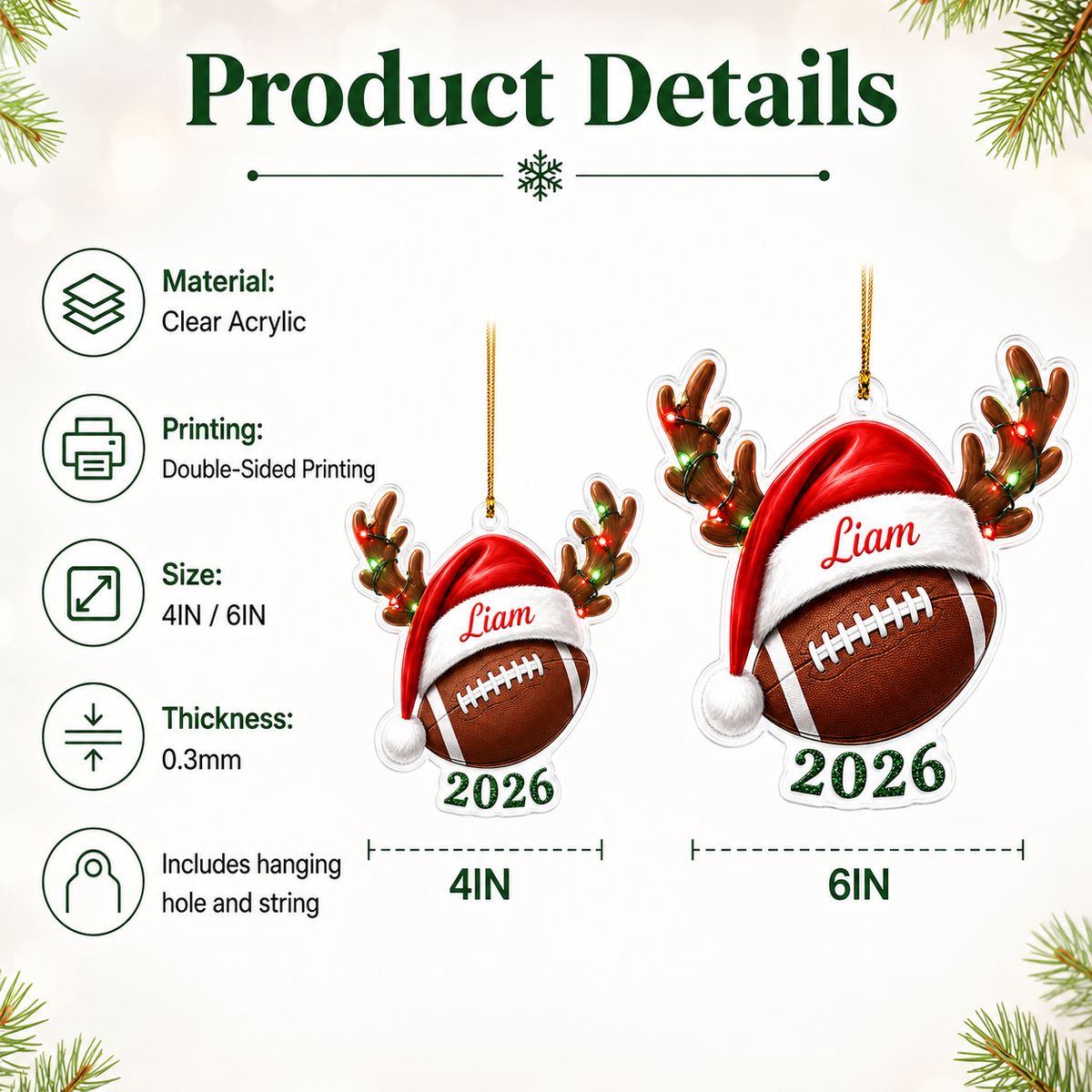Christmas Sports 2026 American Football Acrylic