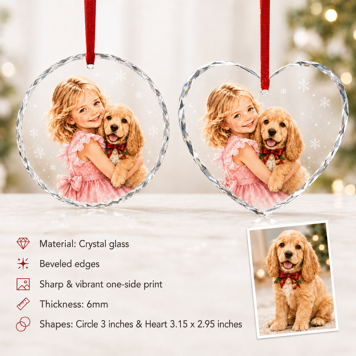 Custom Photo Dog Glass Dog With Baby Girl