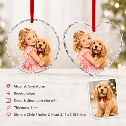 Custom Photo Dog Glass Dog With Baby Girl