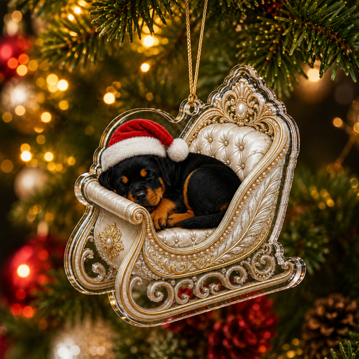 Dog Christmas Sleigh Rottweiler
