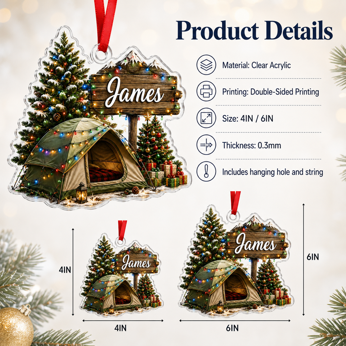 Camping Personalize Acrylic Christmas Camping