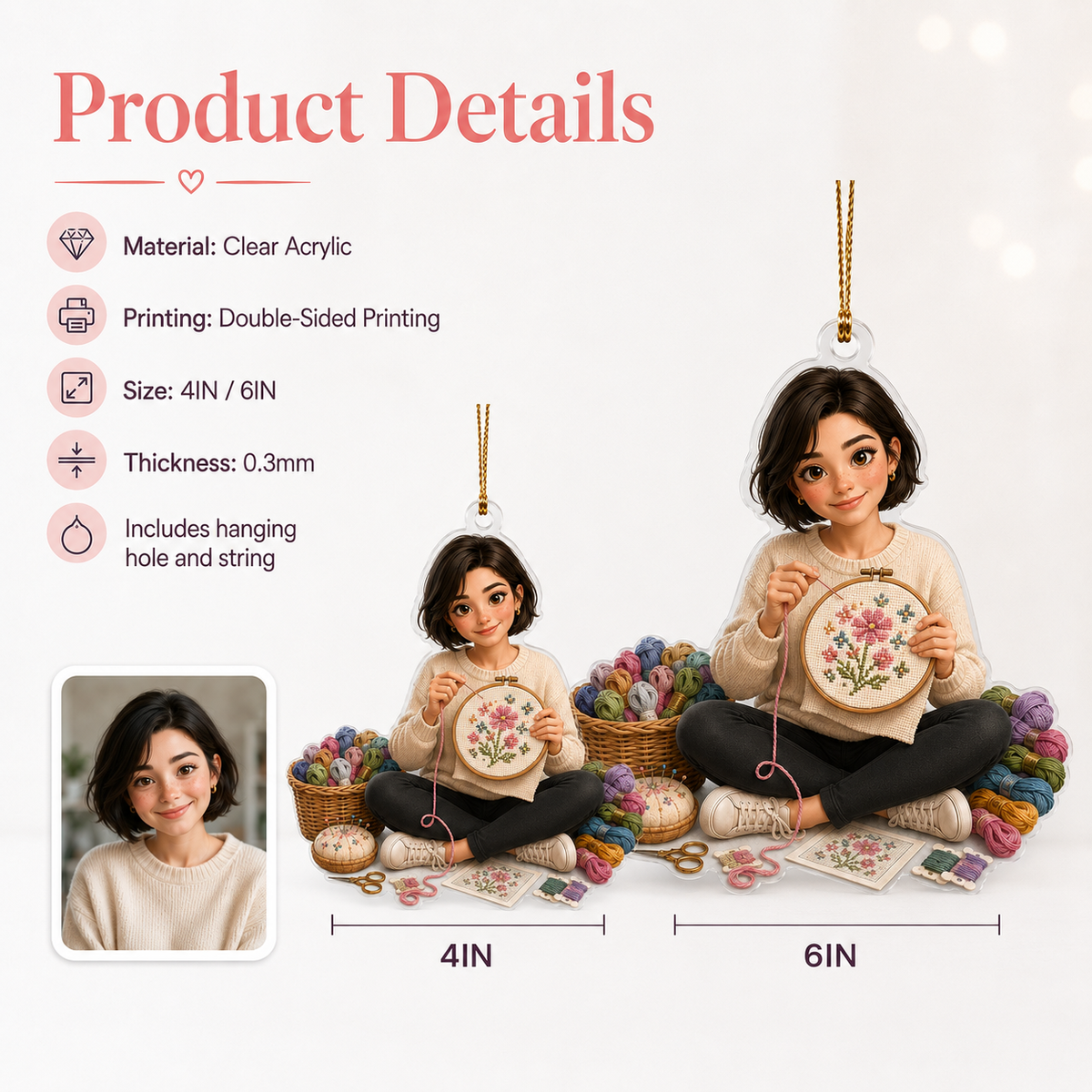 Custom Photo Hobbies Acrylic - Cross-Stitching