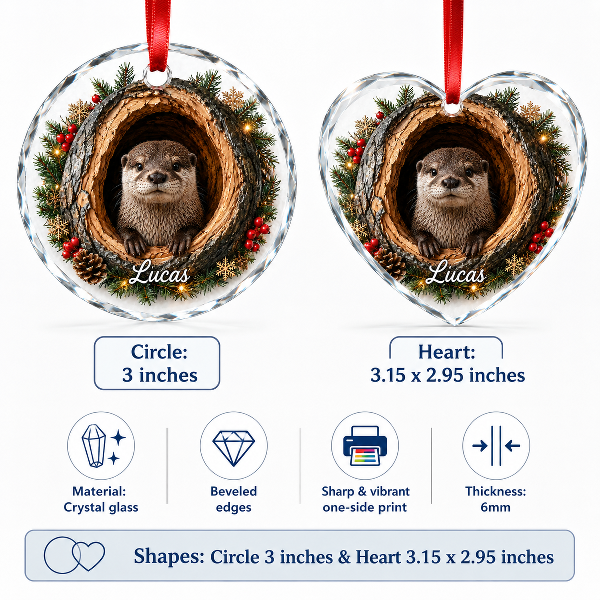 Animal Glass Ornament Tree Hollow Otter