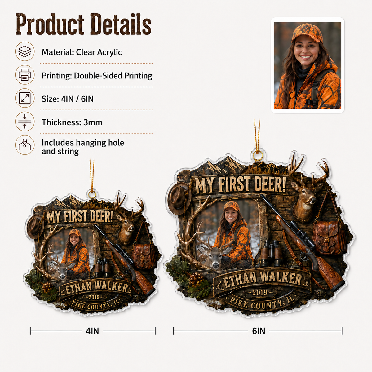 Personalized Hunting First Deer Keepsake Acrylic