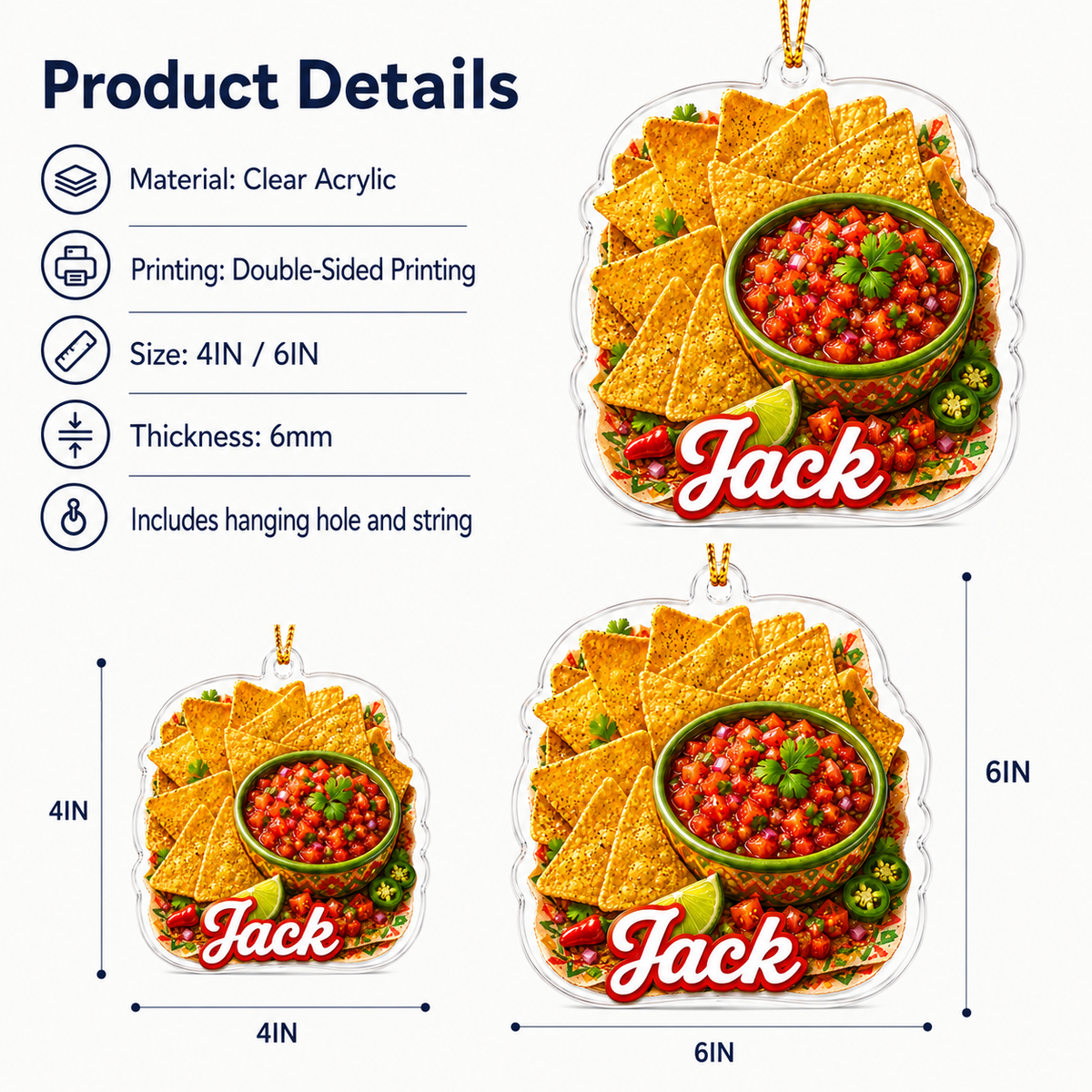 Breakfast Custom Name Tortilla Chips and Salsa Acrylic