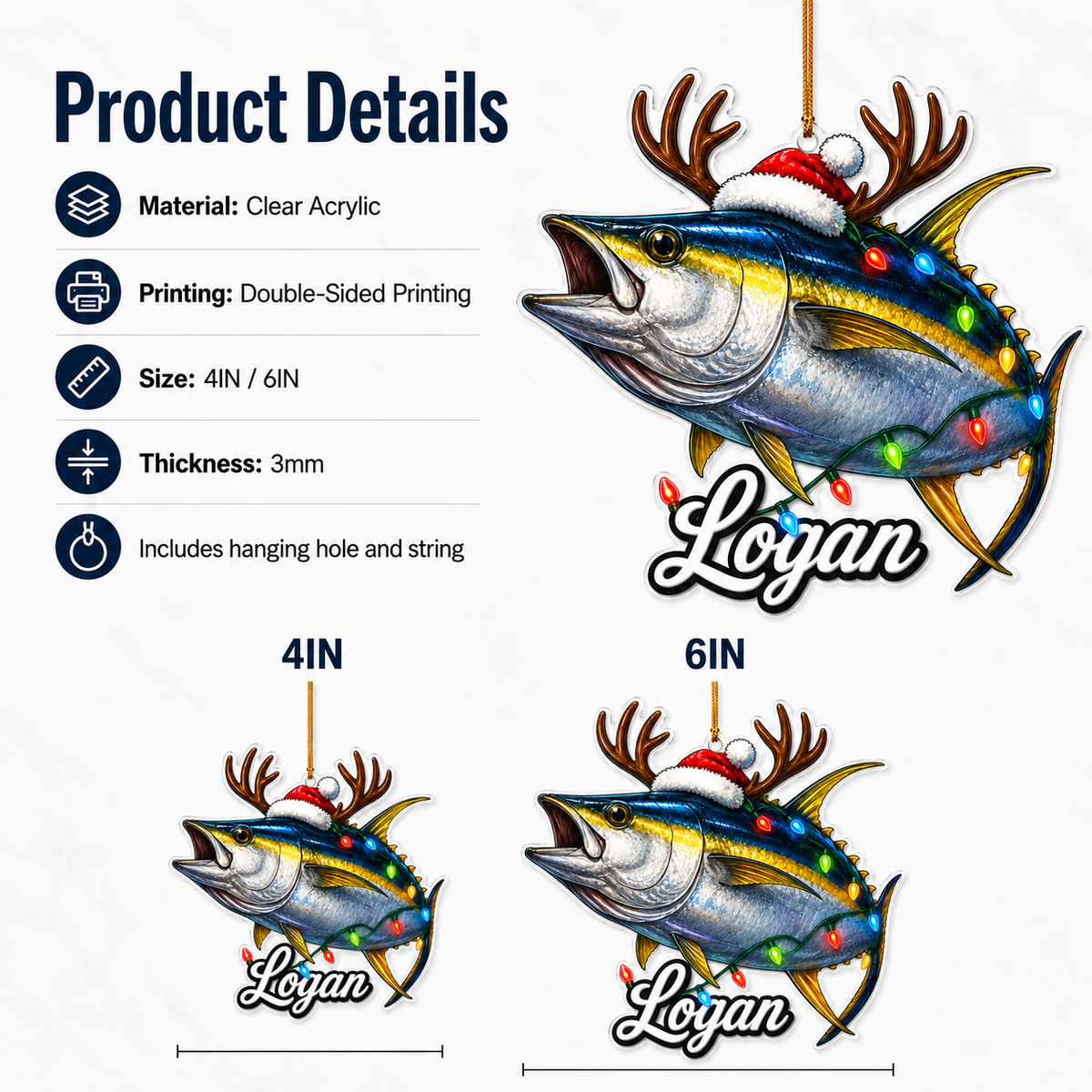 Fishing Christmas Lights Yellowfin Tuna Acrylic