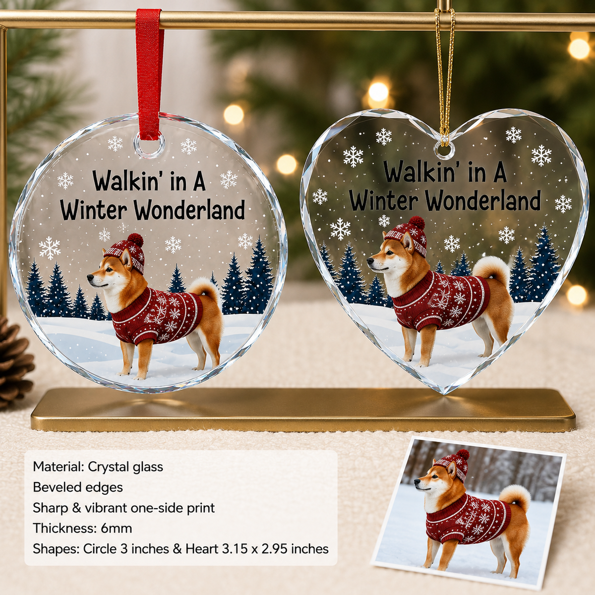 Custom Photo Dog Walkin Winter