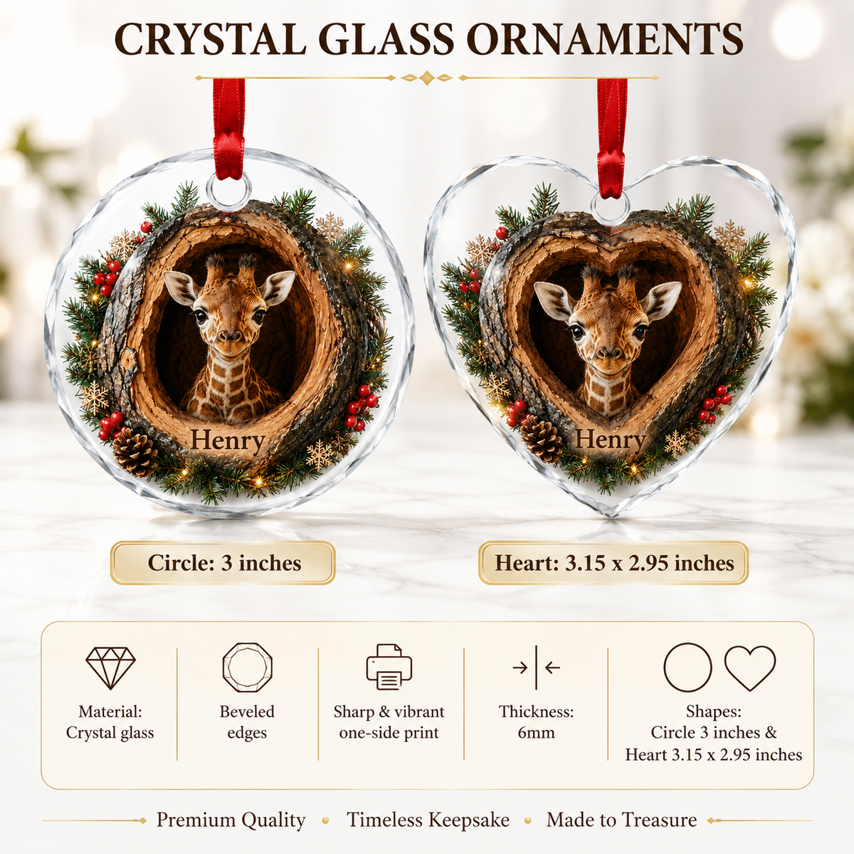 Animal Glass Ornament Tree Hollow Giraffe