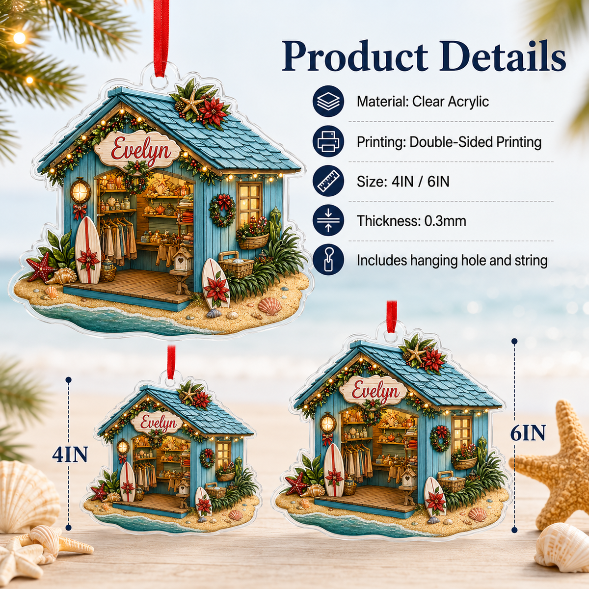 Surfing Personalize Acrylic Beach House