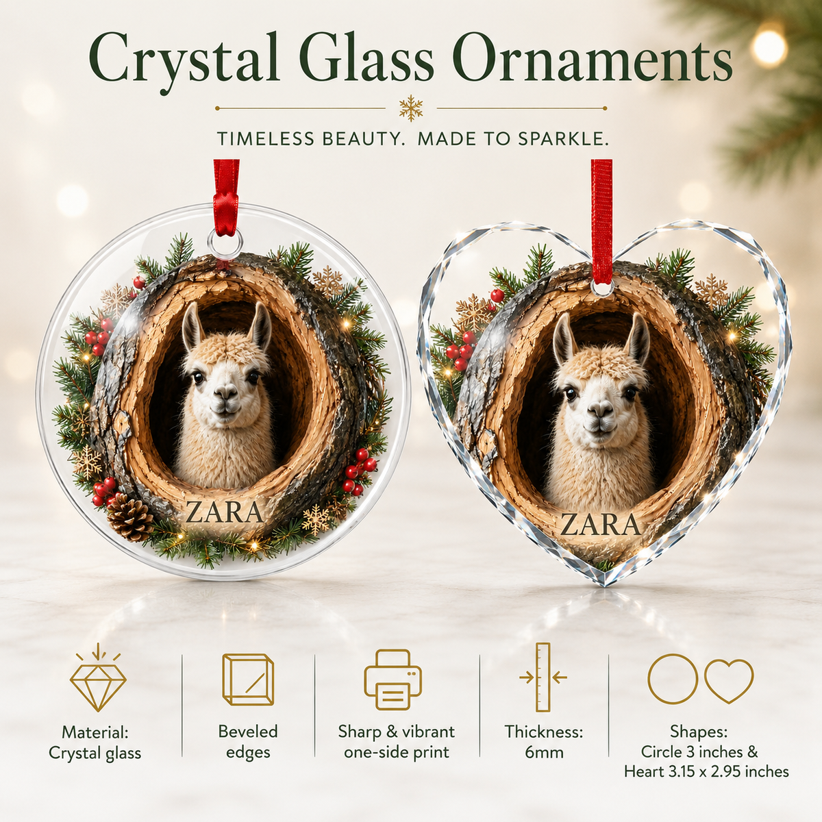Animal Glass Ornament Tree Hollow Liama