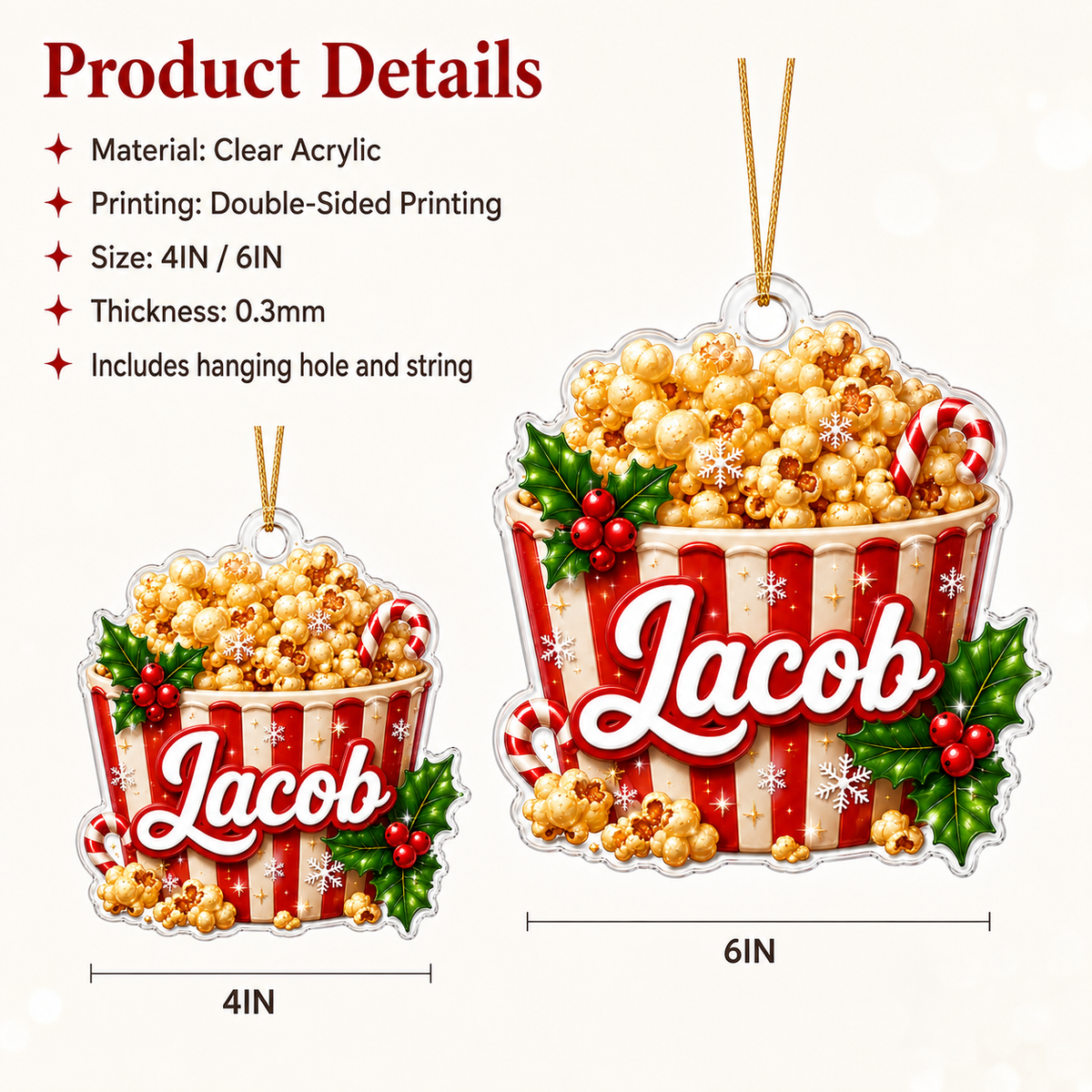 Custom Name Food Acrylic - Popcorn