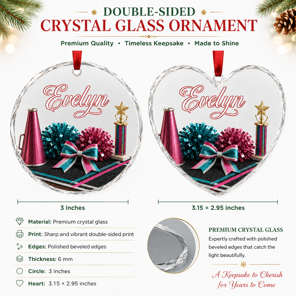 Sports Glass Ornament Cheerleading
