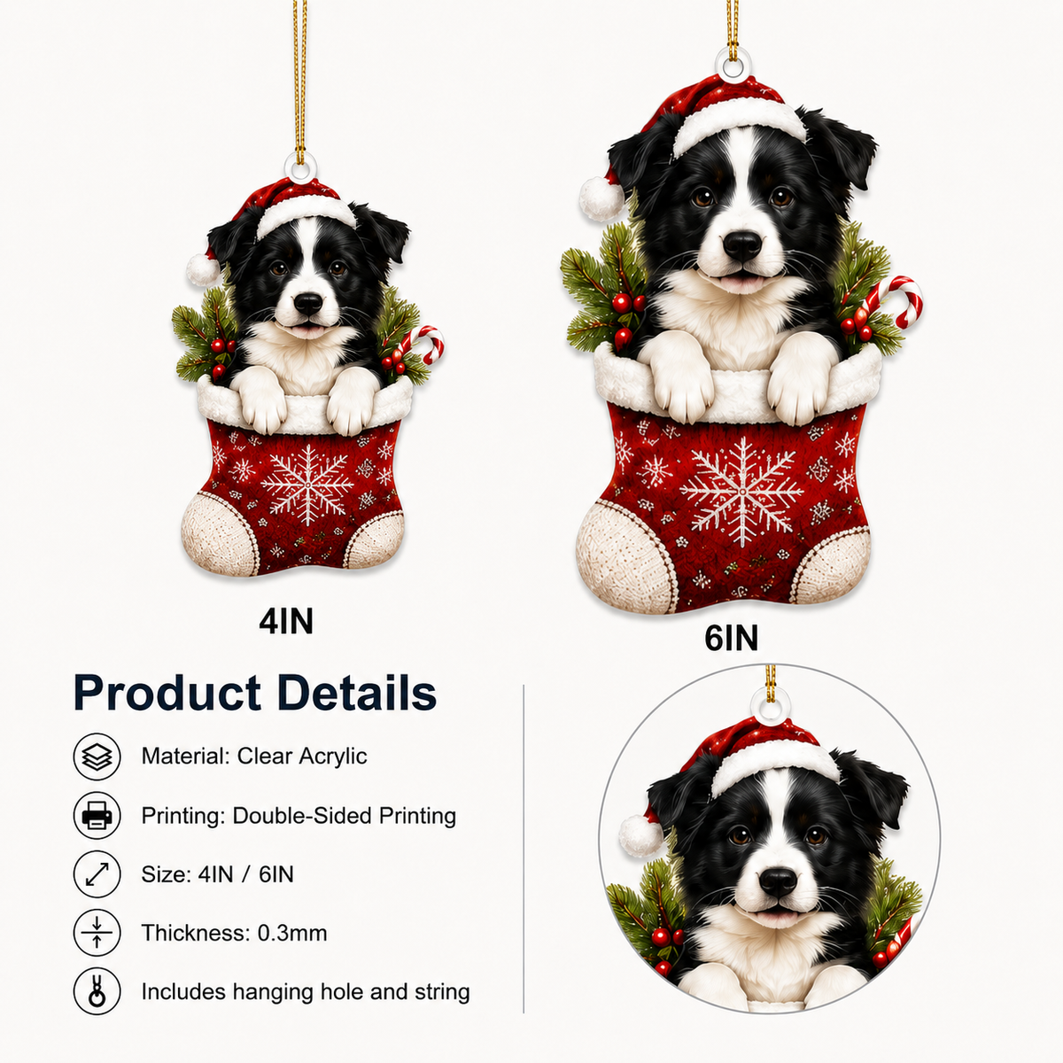 Dog Christmas Socks Border Collie