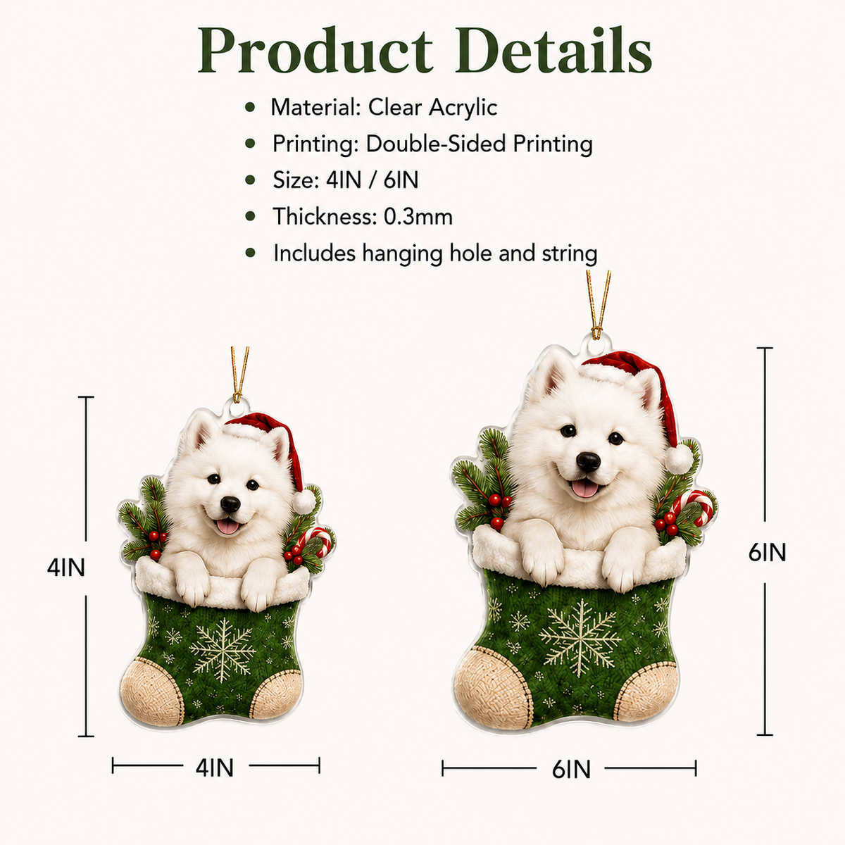 Dog Christmas Socks Samoyed
