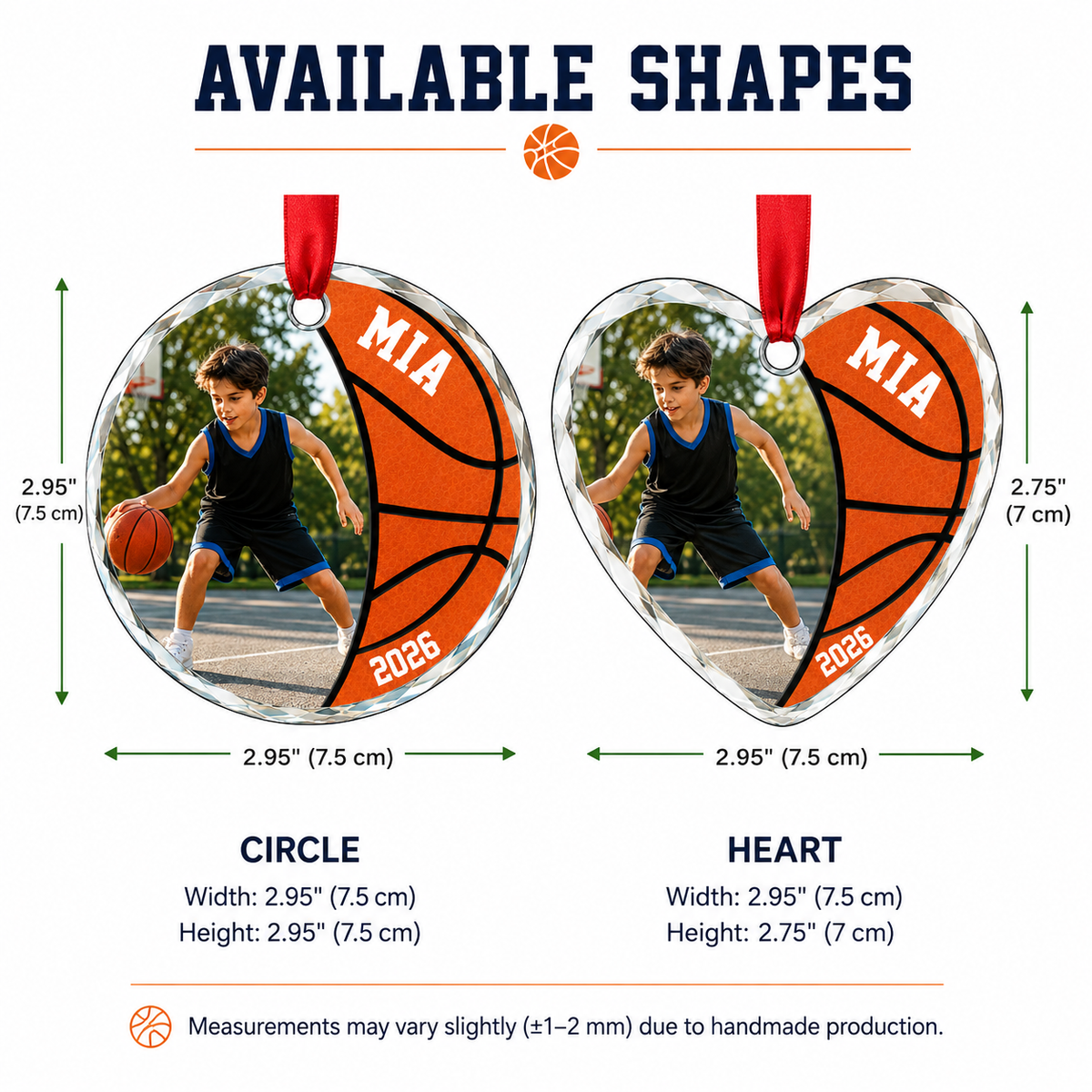 Custom Photo Sport Glass Ornament Basketball Vintage Quote