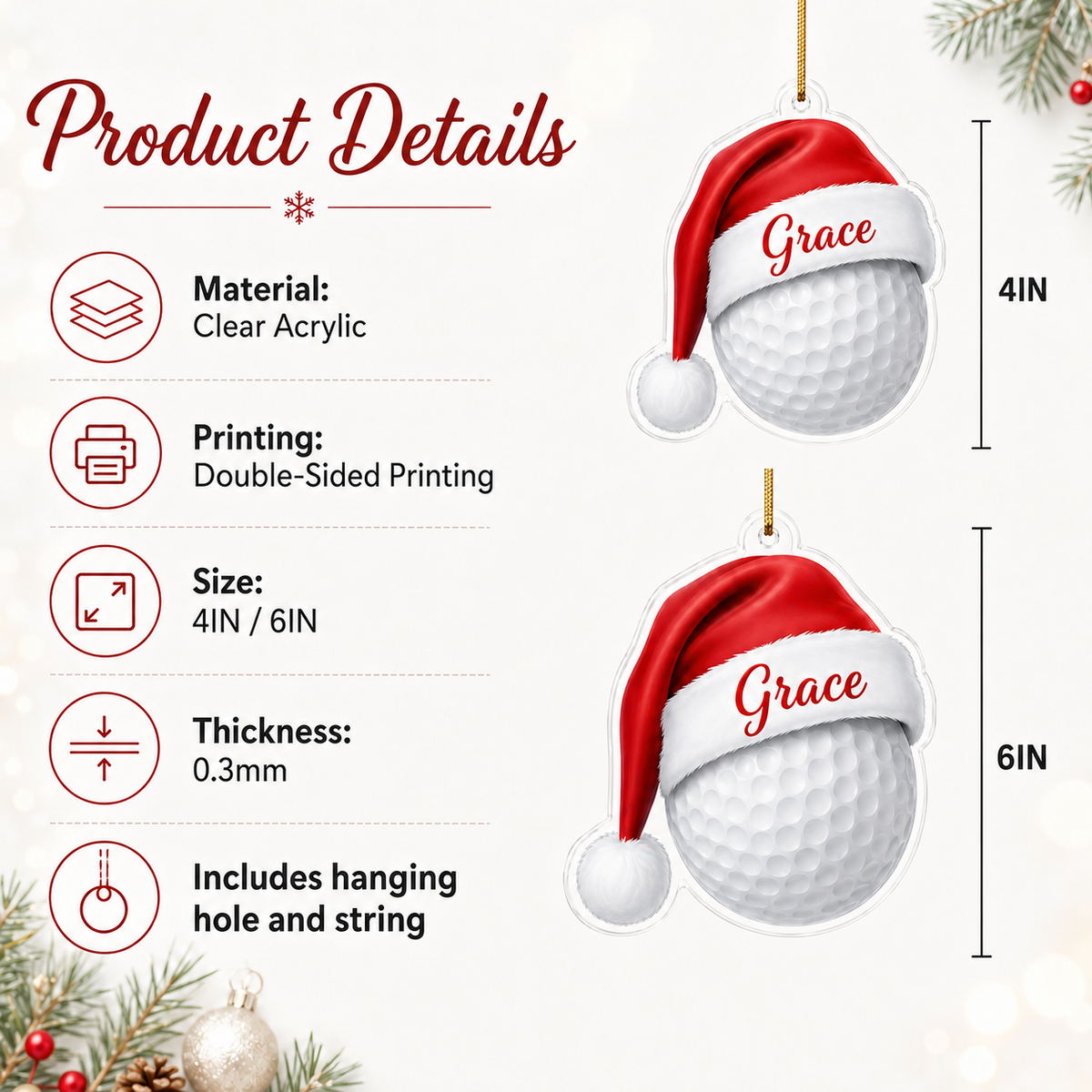 Christmas Sports 2026 Golf Acrylic