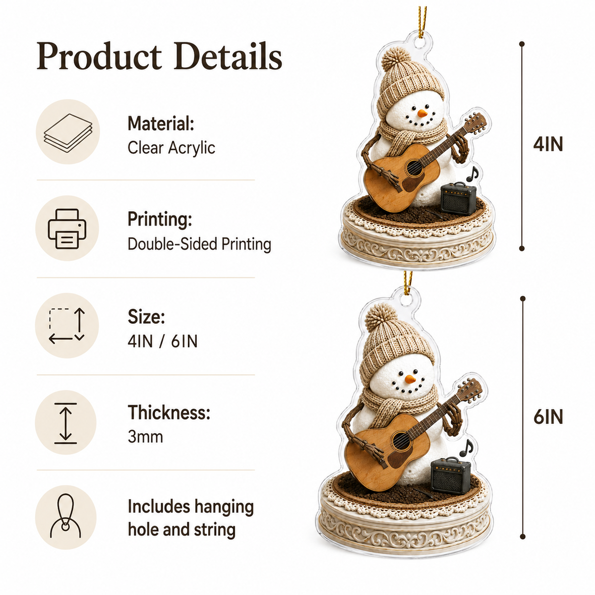 Snowman Hobbies Acrylic Playing Guitar