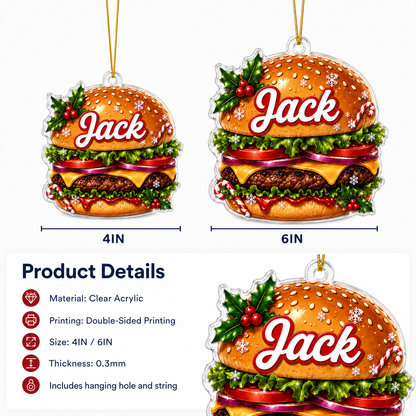 Custom Name Food Acrylic - Hamburger