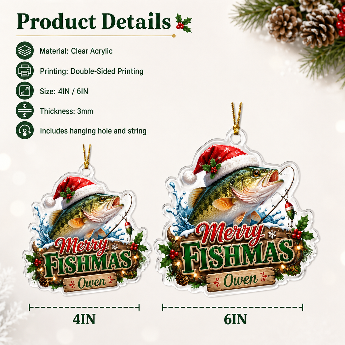 Personalized Fishing Fishmas Acrylic