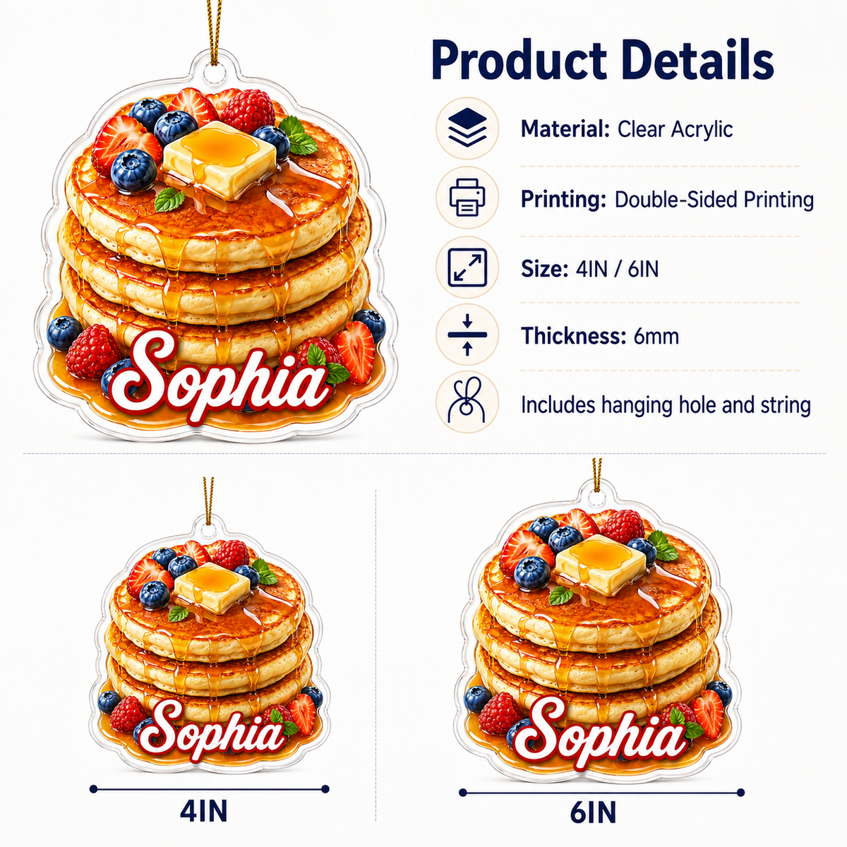 Breakfast Custom Name Pancake Acrylic