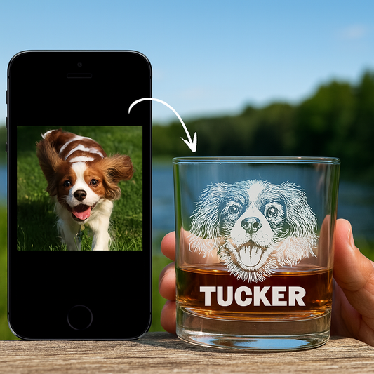 Custom Pet Portrait Whiskey Glass, Engraved Dog Portrait Gift, Pet Photo on Glass, Gift For Dog Lover TNNGL42