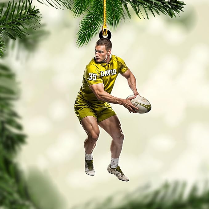 Personalized Rugby Player Christmas Gift for Sports Lovers - Rugby Ornament LL8